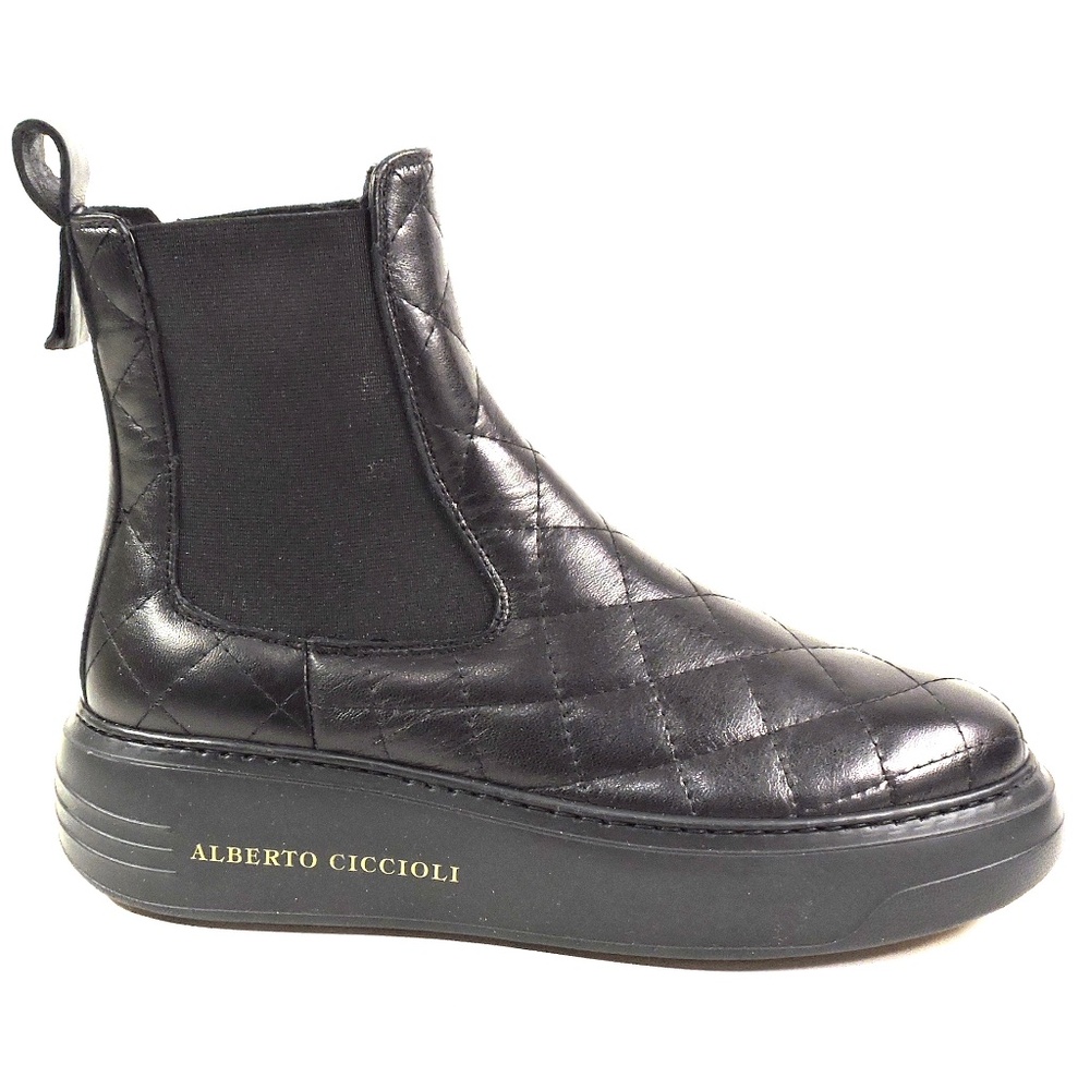 ALBERTO CICCIOLI 🇮🇹 WOMEN'S BLACK SOFT LEATHER FLAT ANKLE BOOTIES
